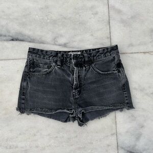 Free People Jean Shorts Gray Button Fly Cut Off Distressed Women 26 Y2K Festival